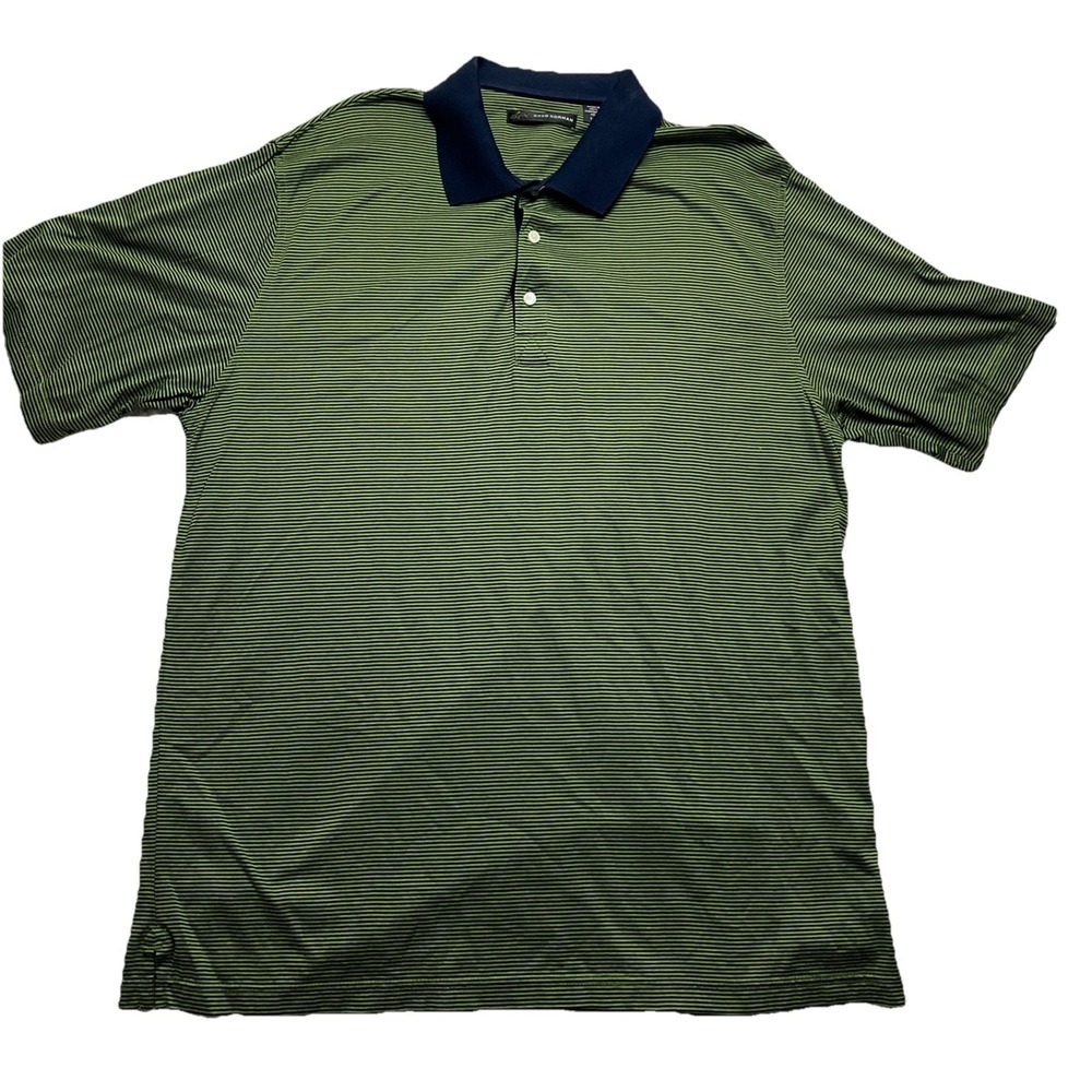 Greg Norman Men's Green Stripped‎ Short Sleeve Polo Shirt Size L